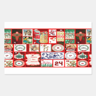Sticker Rectangulaire Illustrations de Noël Vintage Holiday Fun