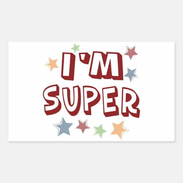 Sticker Rectangulaire Im Super avec étoiles (Devant)