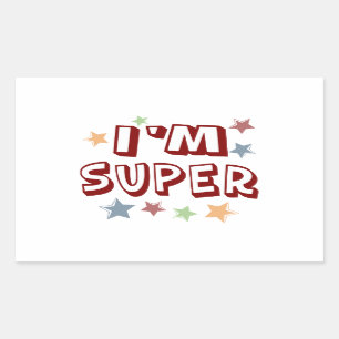 Sticker Rectangulaire Im Super avec étoiles