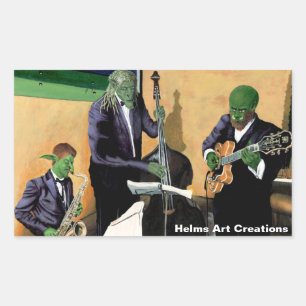 Sticker Rectangulaire Imaginaire Jazz Blues Musiciens Musique Art Sticke