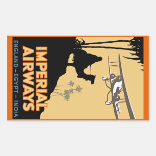 Sticker Rectangulaire Imperial Airways ~ Angleterre - Égypte - Inde