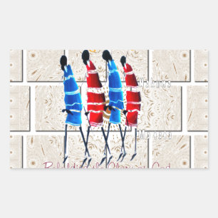 Sticker Rectangulaire Impression d'art chrétien des Morans Masaï