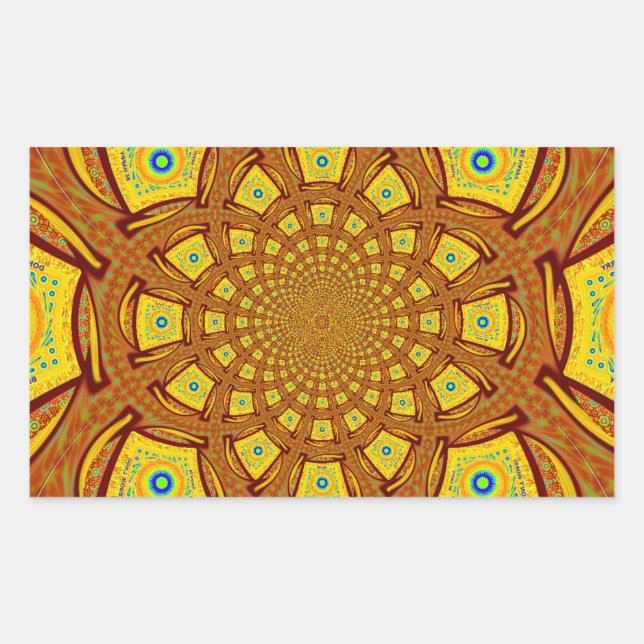 Sticker Rectangulaire Impression d'art Kaleidoscope d'or (Devant)