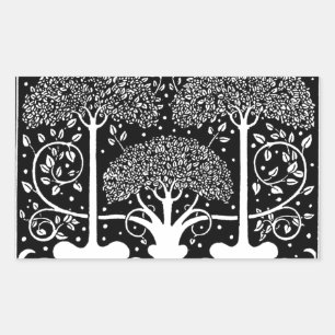 Sticker Rectangulaire Impression de motif d'arbre Art Nouveau d'Aubrey B