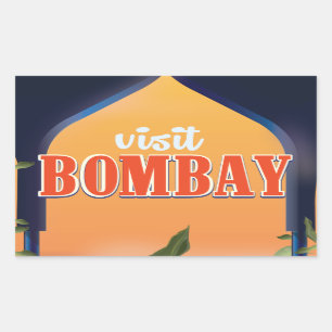 Sticker Rectangulaire Impression de voyage vintage Bombay.