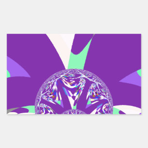 Sticker Rectangulaire Imprimante d'art bleu rétro Cyan Kaleidoscope