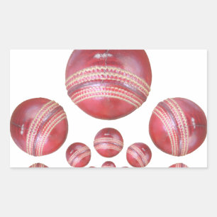 Sticker Rectangulaire Imprimé Balle de Cricket pour Amoureux du Sport