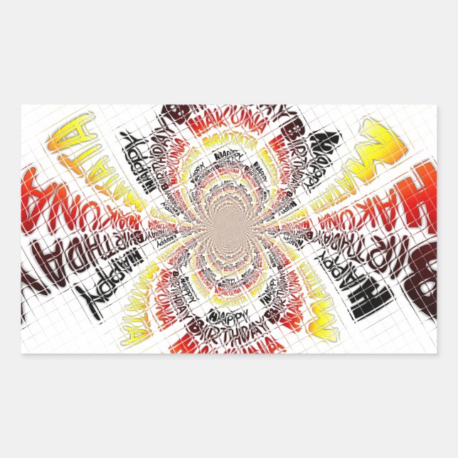 Sticker Rectangulaire Imprimer Anniversaire Kaleidoscope (Devant)
