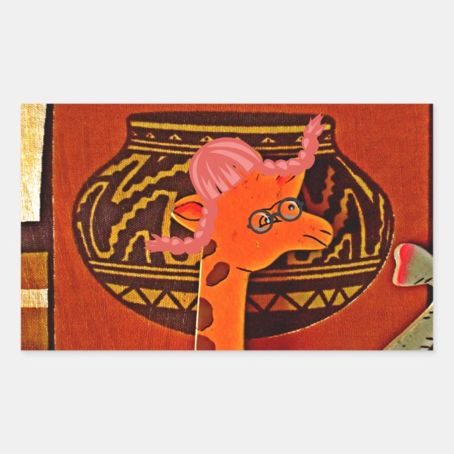 Sticker Rectangulaire Imprimer Casquette Giraffe (Devant)