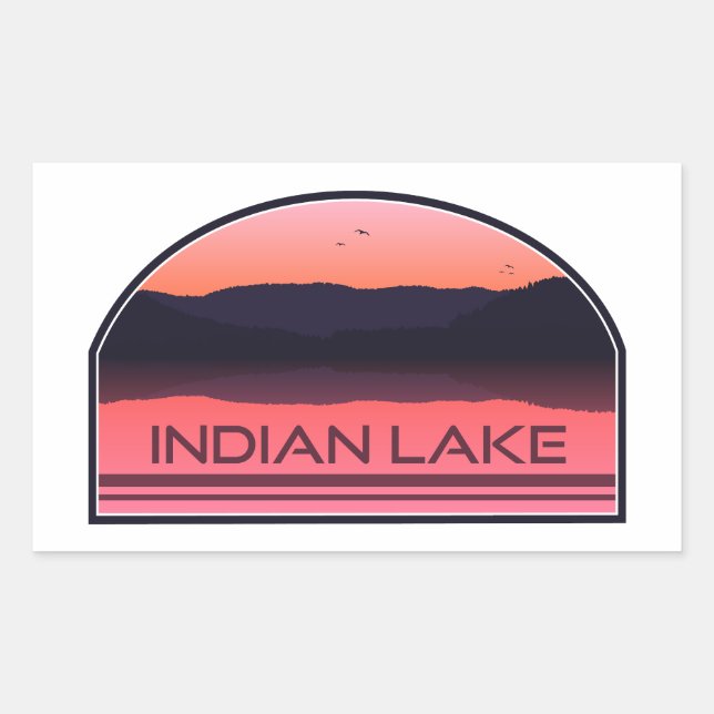 Sticker Rectangulaire Indian Lake New York Red Sunrise (Devant)