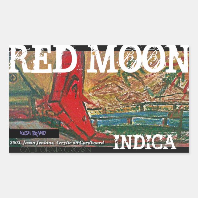STICKER RECTANGULAIRE INDICA LUNE ROUGE (Devant)