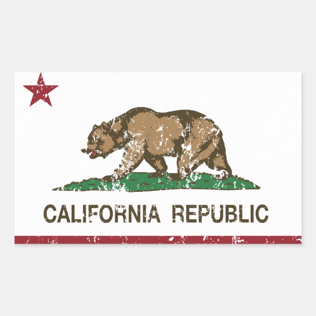 Sticker Rectangulaire Indicateur Ours de la République de Californie (Devant)
