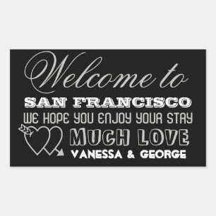 Sticker Rectangulaire Indie coeurs gris type hors de la ville cadeau sac