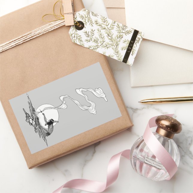 Sticker Rectangulaire Indien dans sa solitude par NC Wyeth Western Vinta (Cadeaux)