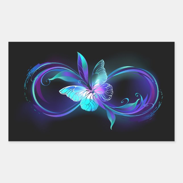 Sticker Rectangulaire Infinité brillante avec papillon magique (Devant)