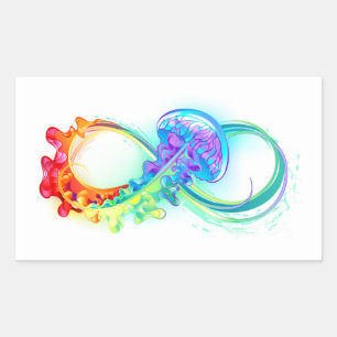 Sticker Rectangulaire Infinity avec Rainbow Jellyfish