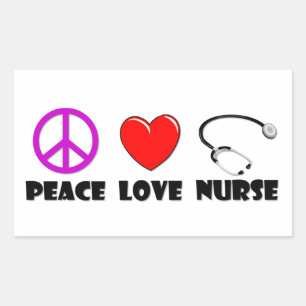 Sticker Rectangulaire Infirmière Peace Love