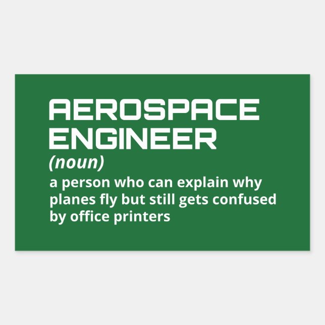 Sticker Rectangulaire Ingénieur aérospatial - Définition amusante W-5 (Devant)