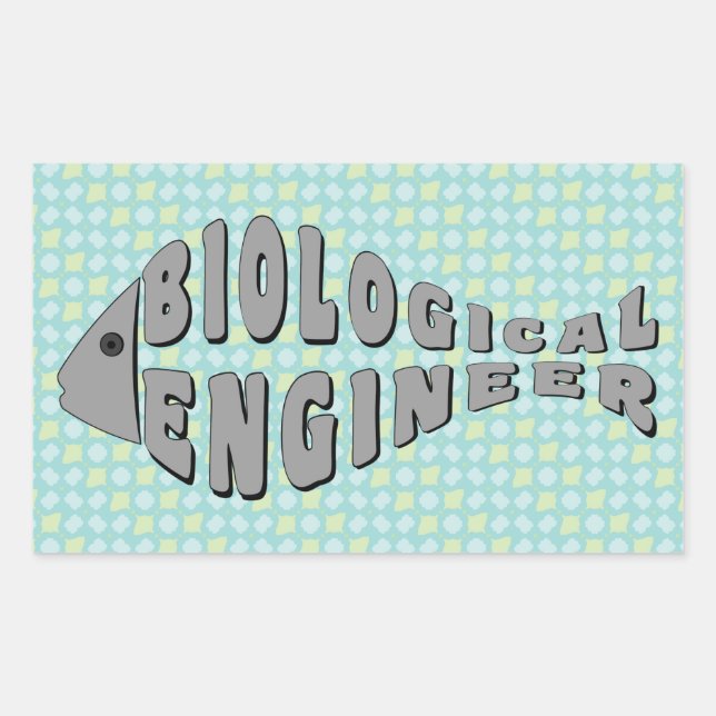 Sticker Rectangulaire Ingénieur biologiste Poisson gris (Devant)