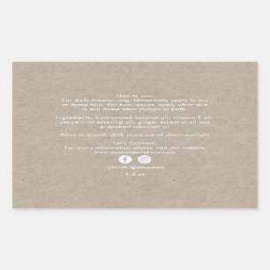 Sticker Rectangulaire Ingrédients de produits de beauté biologiques Kraf
