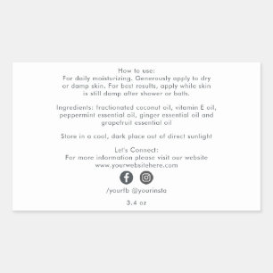 Sticker Rectangulaire Ingrédients de produits de beauté biologiques pour