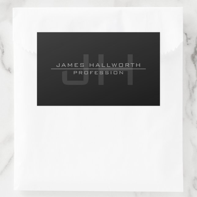 Sticker Rectangulaire Initiales Monogrammes Modernes (ou autre texte) Gr (Sac)