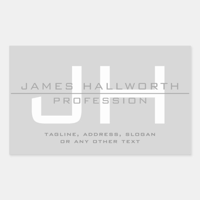 Sticker Rectangulaire Initiales monogrammes modernes (ou autre texte) Gr (Devant)