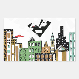 STICKER RECTANGULAIRE INSÉPARABLE DANS LA VILLE