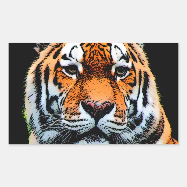 Sticker Rectangulaire Inspiration des yeux de tigre (Devant)
