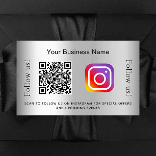 Sticker Rectangulaire Instagram de code qr d'entreprise glamour argent
