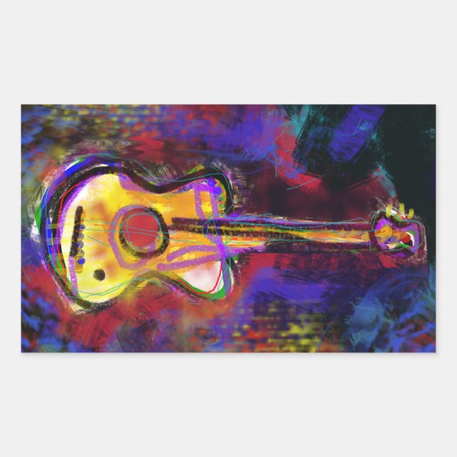 Sticker Rectangulaire instrument de guitare (Devant)