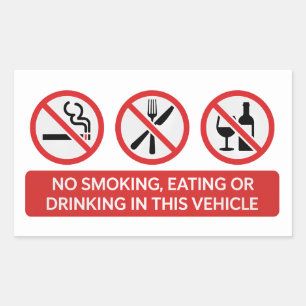Sticker Rectangulaire Interdiction de fumer, de manger et de boire