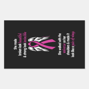 Sticker Rectangulaire Invincible/Son...Cancer du sein