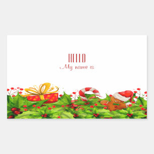 Sticker Rectangulaire Invitation pour fêtes de fin d'année Balises de 