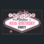 Sticker Rectangulaire Invitation rose de Las Vegas<br><div class="desc">Ajoutez votre propre texte personnalisé à cette conception rose d'invitation de thème de Las Vegas qui ressemble à l'accueil au signe de Las Vegas. Le signe indique que VOUS ÊTES INVITÉS à un anniversaire FABULEUX, partie de bachelorette, douche nuptiale ou quelque partie ou célébration vous aimez. Complètement personnalisable. Original de...</div>