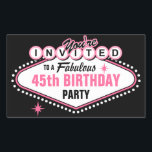 Sticker Rectangulaire Invitation rose de Las Vegas<br><div class="desc">Ajoutez votre propre texte personnalisé à cette conception rose d'invitation de thème de Las Vegas qui ressemble à l'accueil au signe de Las Vegas. Le signe indique que VOUS ÊTES INVITÉS à un anniversaire FABULEUX, partie de bachelorette, douche nuptiale ou quelque partie ou célébration vous aimez. Complètement personnalisable. Original de...</div>