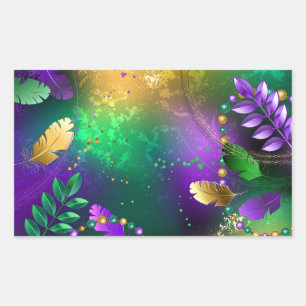 Sticker Rectangulaire Iridescente mardi gras arrière - plan avec perles
