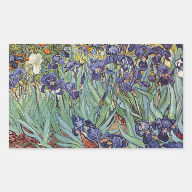 Sticker Rectangulaire Iris de Van Gogh Peinture Impressionniste (Devant)