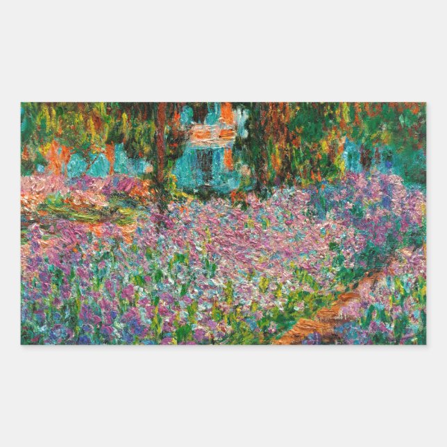 Sticker Rectangulaire Irises Monet Garden Fleurs Giverny (Devant)