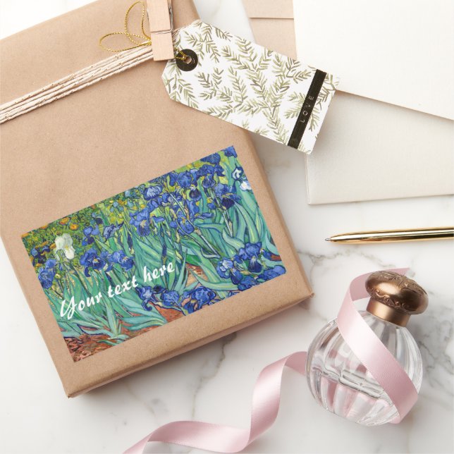 Sticker Rectangulaire Irises Vincent van Gogh Blue Flower Field Art (Cadeaux)