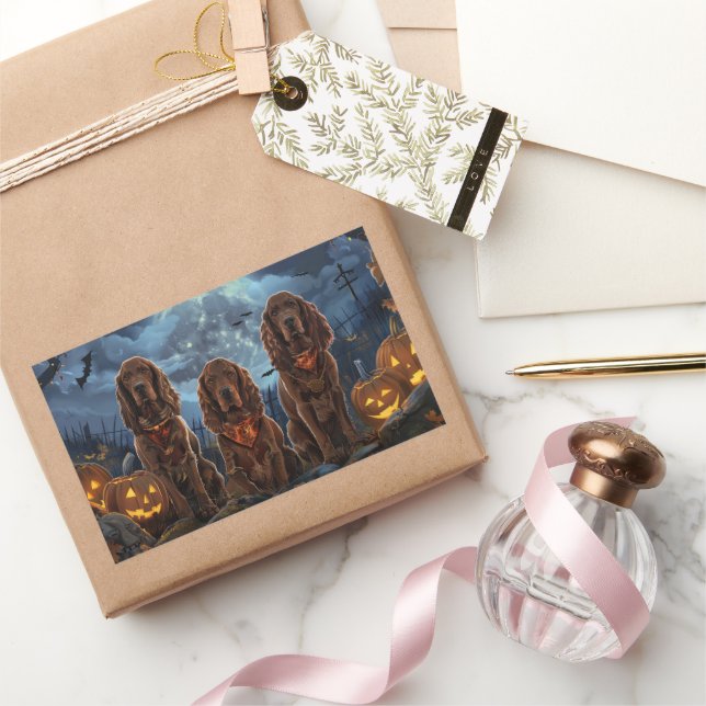 Sticker Rectangulaire Irish Red Setter Halloween Éffrayant (Cadeaux)