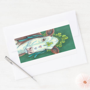 STICKER RECTANGULAIRE IRLANDAIS BRED ST. PATRICK'S DAY HEIFER, VACHE SHA