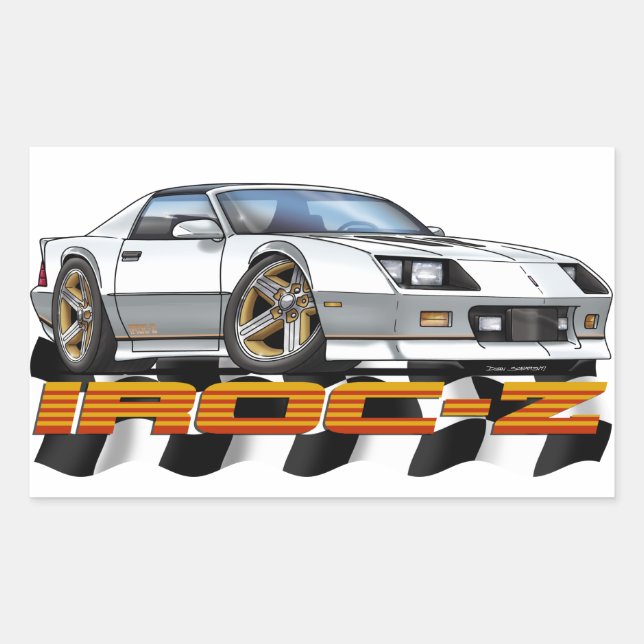Sticker Rectangulaire IROC Z Blanc (Devant)
