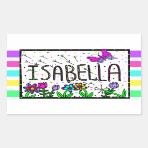 Sticker Rectangulaire Isabella - Le nom Isabella dessin lunique