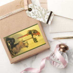 Sticker Rectangulaire Islay, Tilco, un Ara et des Inséparables par Lands