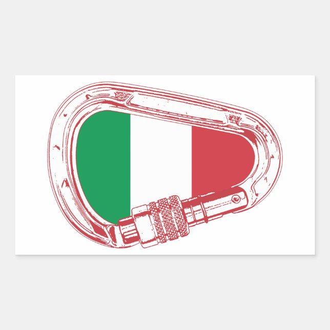 Sticker Rectangulaire Italie Drapeau Escalade carabiner (Devant)