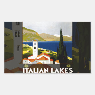 Sticker Rectangulaire Italie Lacs Vintage voyage Italie