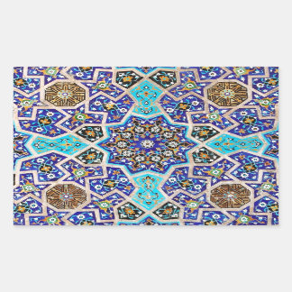 Sticker Rectangulaire Iznik Floral Ethnic Tribal Turkish Mosaic Pottery