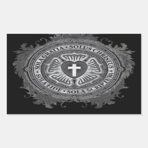 Sticker Rectangulaire J-rose-noir-arrière - plan chrétien de rose de