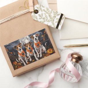 Sticker Rectangulaire Jack Russell Halloween Éffrayant